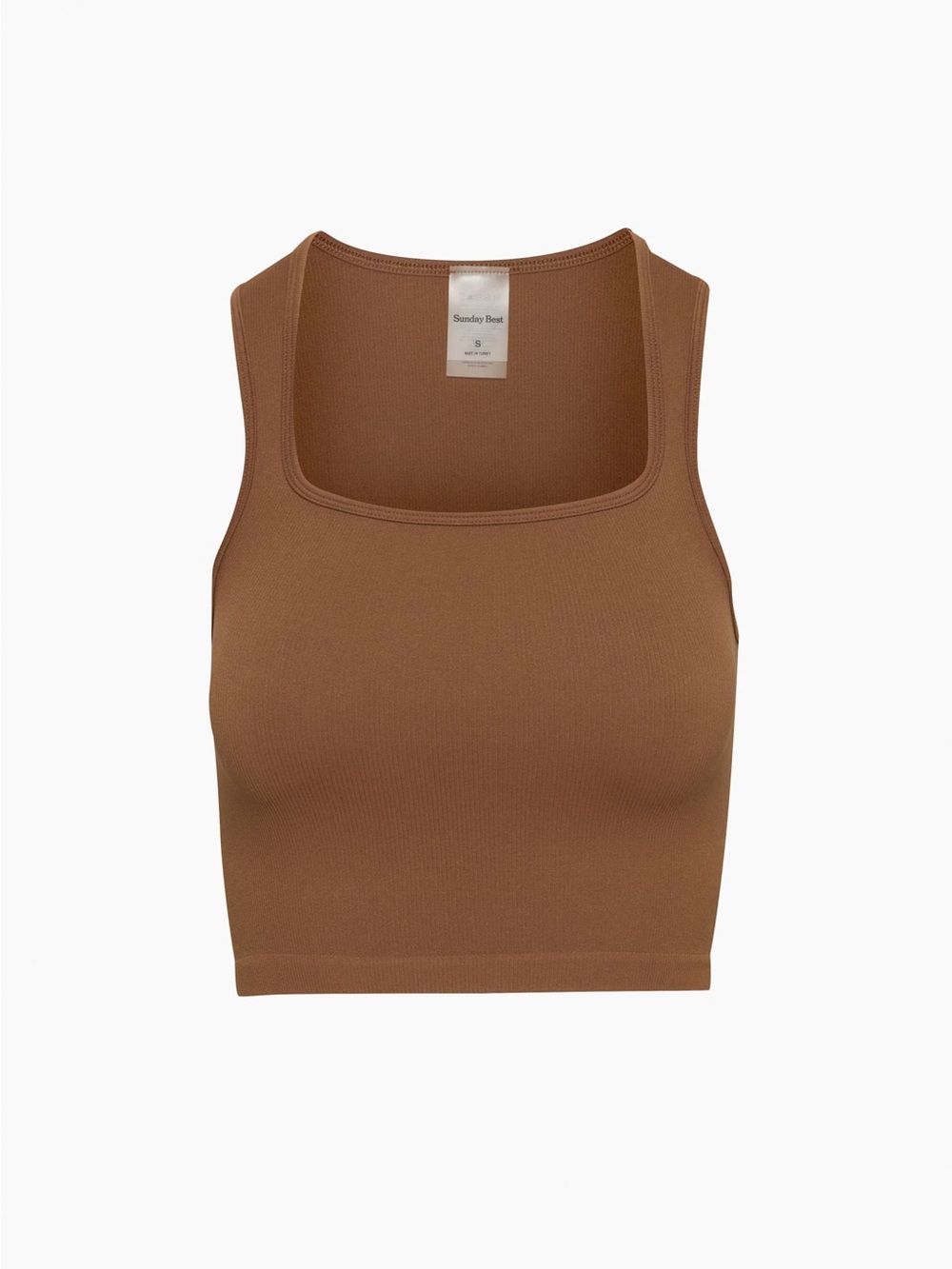 Aritzia Sunday Best Cropped Ribbed Tank in Brown